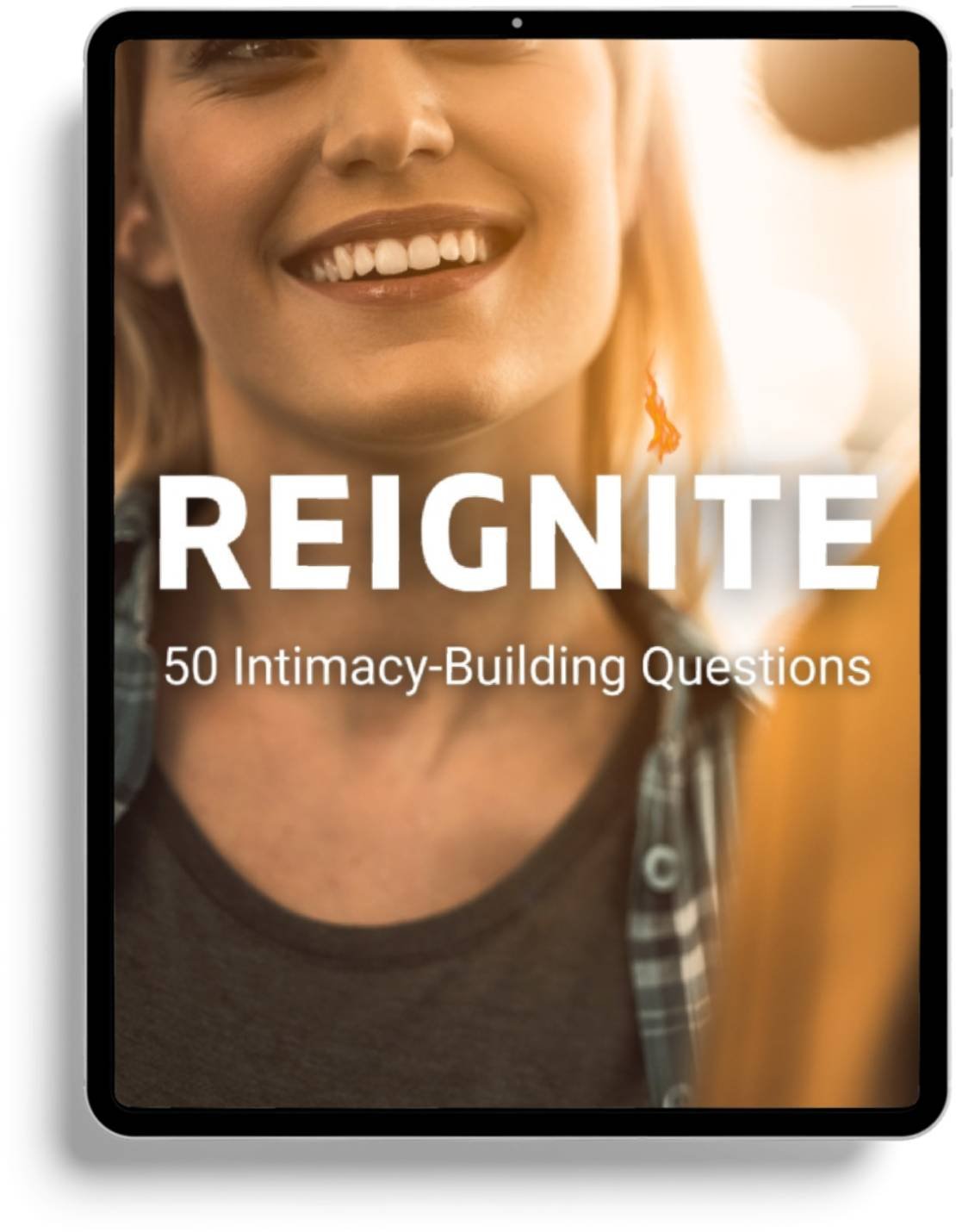 a woman smiling with text overlay